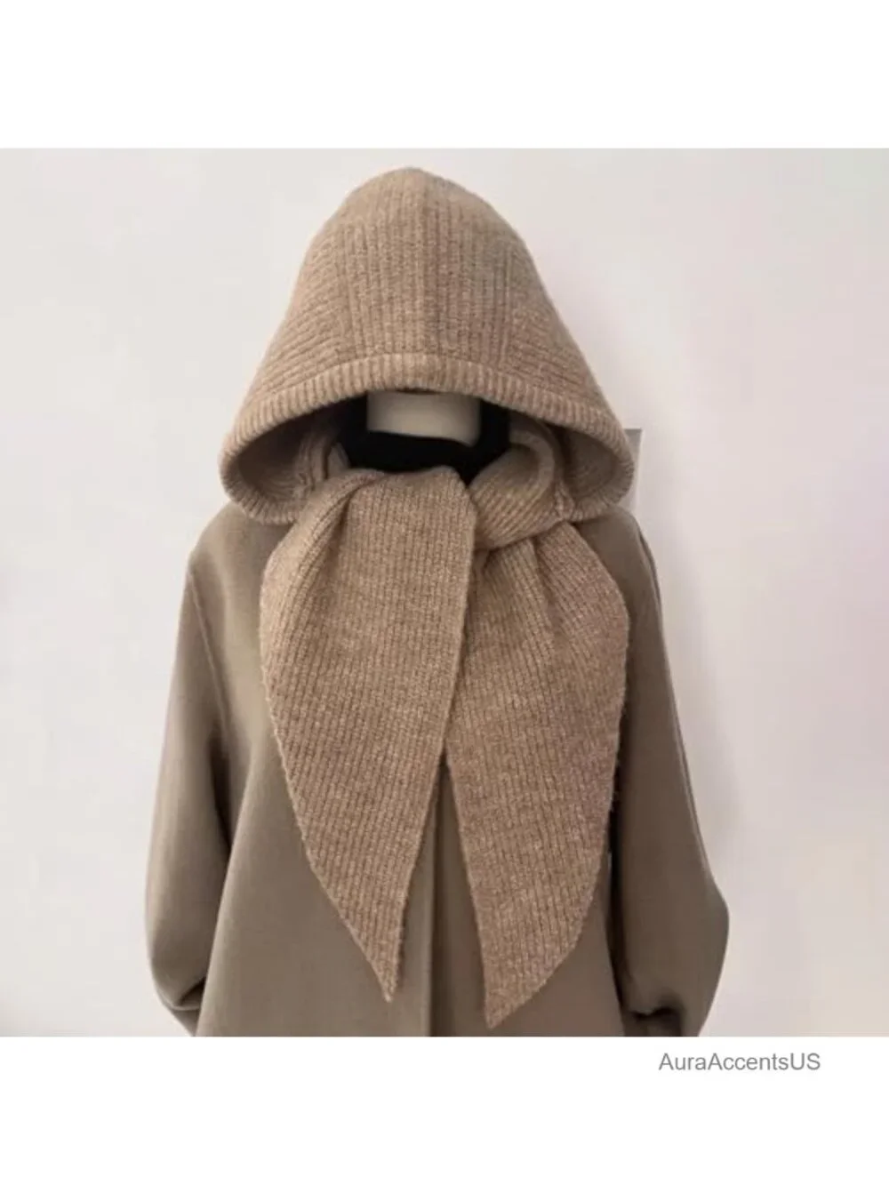 Hooded Scarf for Women Winter Knit 2-in-1 Hat and Scarf Balaclava Warm Shawl